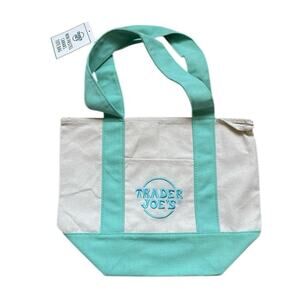 Trader Joe's  Mini Canvas Tote Bag Pastel green Limited Edition  market tote
